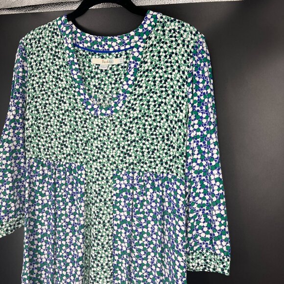 Boden Mollie Dress Dot Print Blue, White and Green Quarter Length Sleeve - Picture 4 of 10